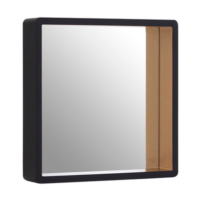 Trosa Large Black Wall Mirror with Gold Edge