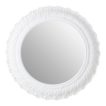 Plume Antique White Small Acanthus Leaf Wall Mirror