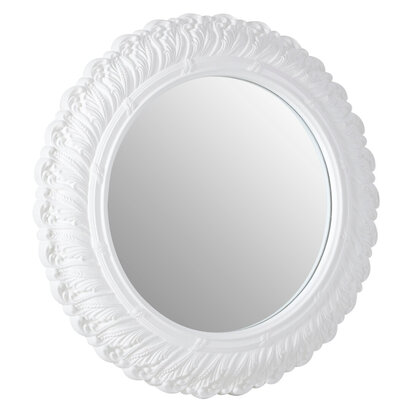 Plume Antique White Small Acanthus Leaf Wall Mirror