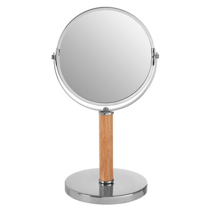 Cassini Chrome And Rubberwood Table Mirror