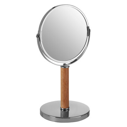 Cassini Chrome And Rubberwood Table Mirror