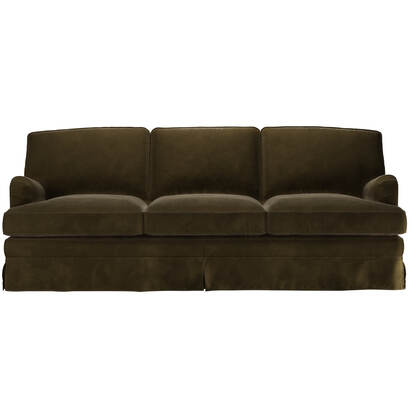 Bluebell Skirted Cover 4 Seat Sofa in Caper Smart Velvet