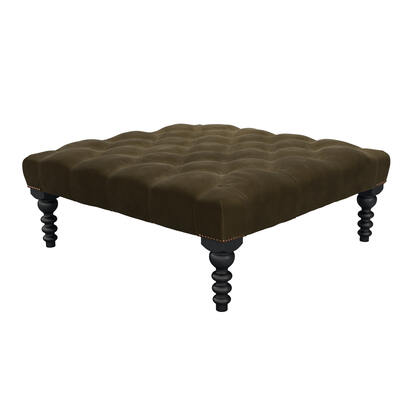 Valentin Large Square Footstool in Caper Smart Velvet