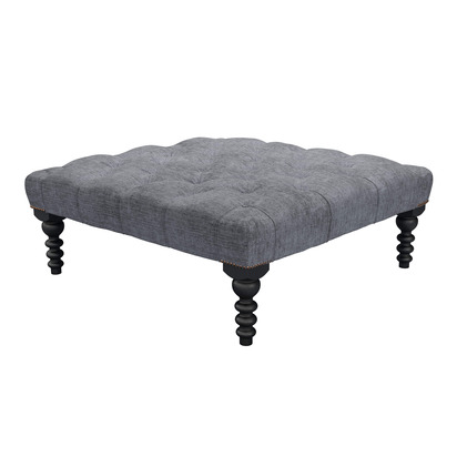Valentin Large Square Footstool in Whale Song Aquaclean Linen Look