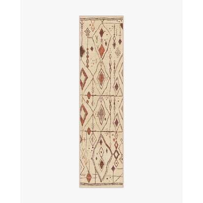 Saguaro Trail Ivory & Rust Flatwoven Rug - 75 x 305 cm - Rug + Pad System