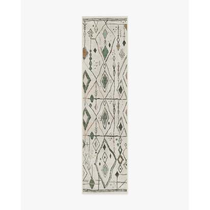 Saguaro Trail Cream & Sage Flatwoven Rug - 75 x 305 cm - Rug + Cushioned Pad System