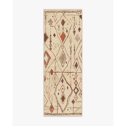 Saguaro Trail Ivory & Rust Flatwoven Rug - 75 x 215 cm - Rug + Cushioned Pad System