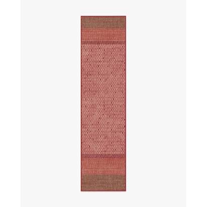 Mesa Check Red Flatwoven Rug - 75 x 305 cm - Rug + Cushioned Pad System