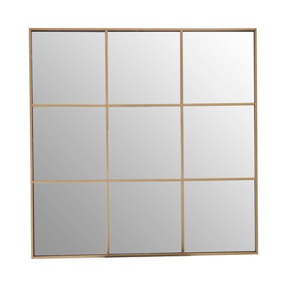 Oriel Grid Wall Mirror With Gold Finish Frame