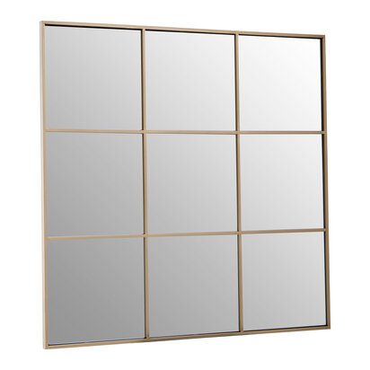 Oriel Grid Wall Mirror With Gold Finish Frame