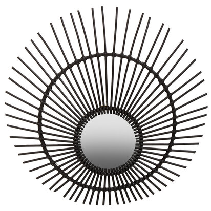 Mataram Black Natural Rattan Wall Mirror