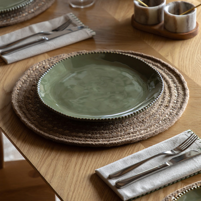 Organic Beaded Dinner Plate Olive (4pk)