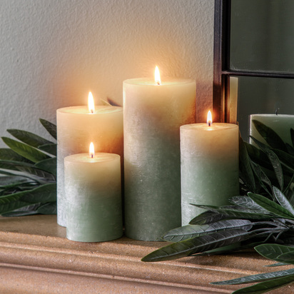Pillar Candle Rustic Sage 90x90x140mm SMALL