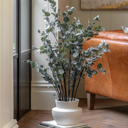 Faux Soft Eucalyptus in Ceramic Pot Ivory