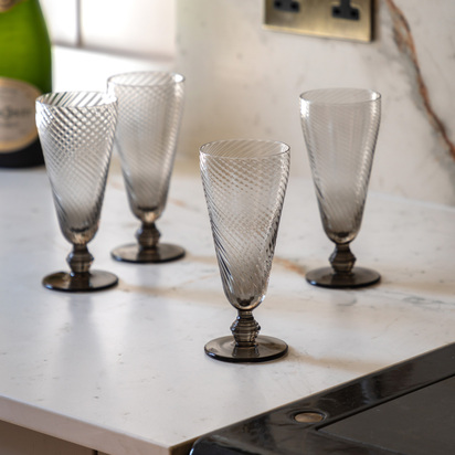 Pembrey Flute Glass Smoked Grey (4pk)