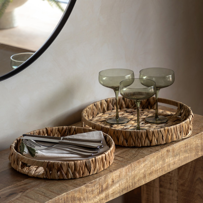 Maplecombe Woven Round Tray Natural S/2 340x340x50mm