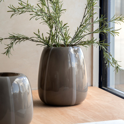 Ashmore Stripe Glass Vase Taupe 220x220x260mm  - Large