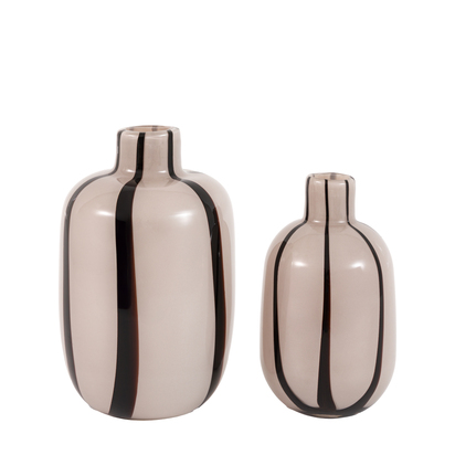 Elmton Stripe Glass Vase Monochrome S/2