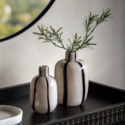 Elmton Stripe Glass Vase Monochrome S/2