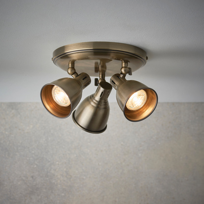 Westbury 3 Round Ceiling Light Antique Brass