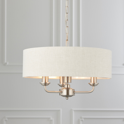 Bourton 3 Pendant Lght Chrome&Natural 350