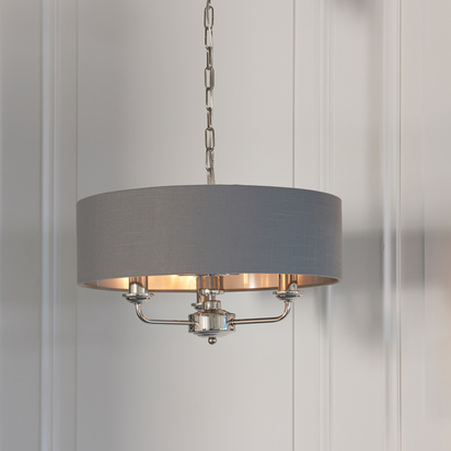 Bourton 3 Pendant Lght Nickel&Chrcoal 350