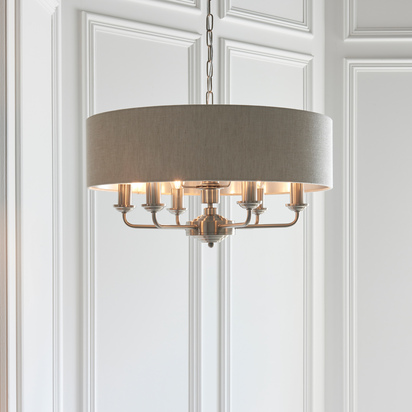 Bourton 6 Pendant Light Chrome & Natural