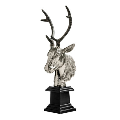 Stag Head Sculpture with Nickel Finish