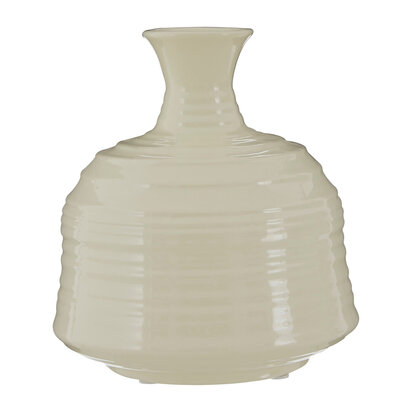 Dusk Cream Small Ribbed Ceramic Vase