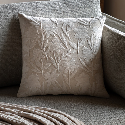 Brentport Floral Cushion Taupe Feather Filled
