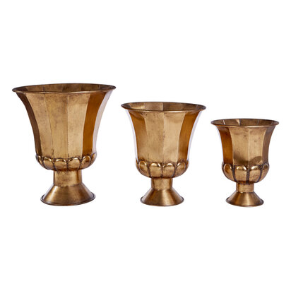 Reza Set of 3 Gold Finish Planters