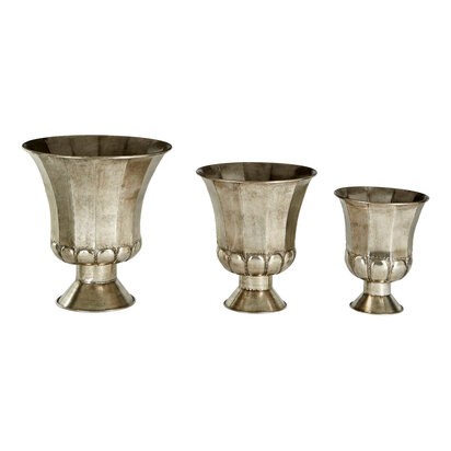 Reza Set of 3 Antique Silver Finish Planters