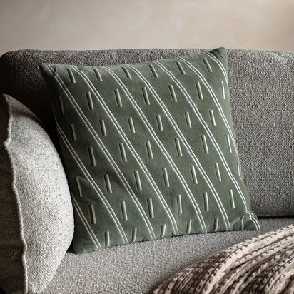 Glenley Velvet Cushion Olive Feather Filled