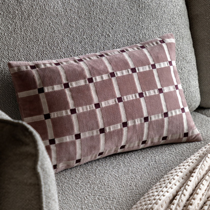 Highbury Velvet Cushion Mauve 300x500mm Feather Filled