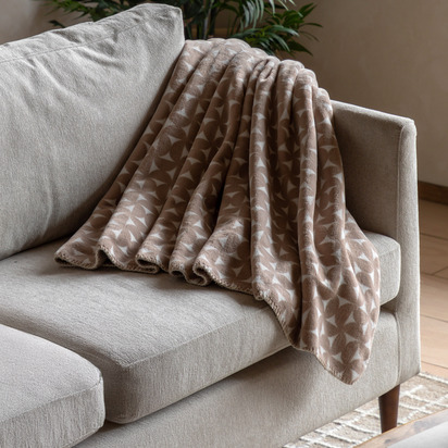 Studio Modern Geo Flannel Throw Taupe 1500x2000mm