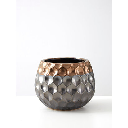 Coreyham Large Ceramic Planter with Metallic Finish