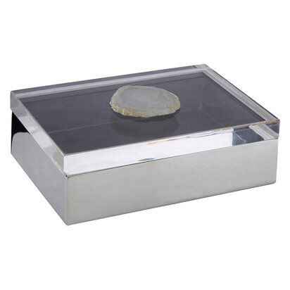 Bowerbird White Agate Large Trinket Box