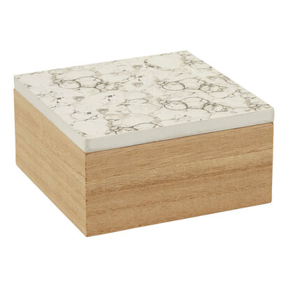 Mimo White Marble Effect Trinket Box