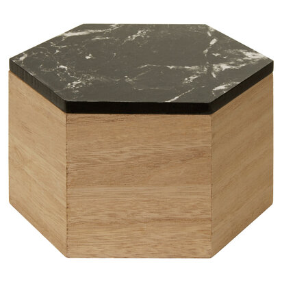 Siaimont Black Marble Effect Hexagonal Trinket Box