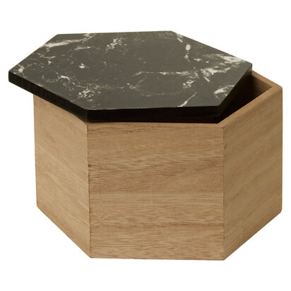 Siaimont Black Marble Effect Hexagonal Trinket Box