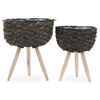 Niaiavia Set Of Two Black Planters