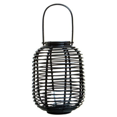 Beaelnell Tall Black Natural Rattan Lantern