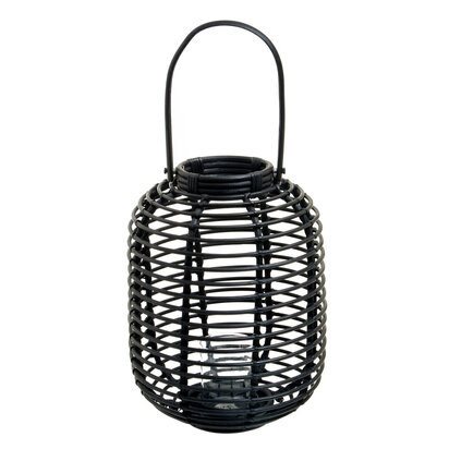 Beaelnell Tall Black Natural Rattan Lantern
