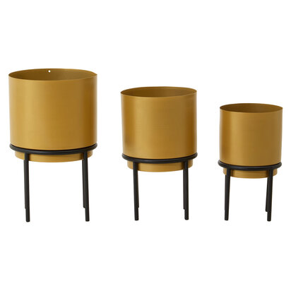 Beavale Set Of Three Gold Finish Planters