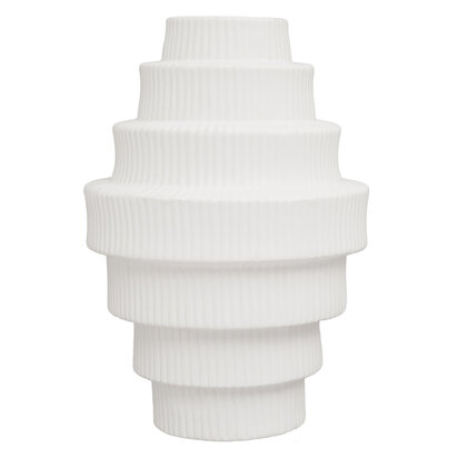 Fabia White Large Step Design Vase