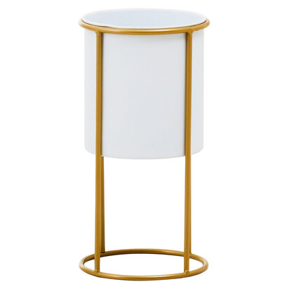 Trosa Small White And Gold Floor Standing Planter