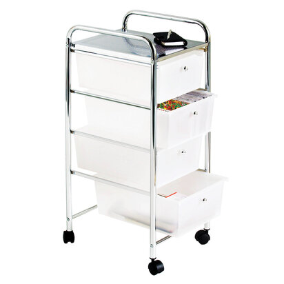 Tube Frame 4 White Plastic Drawers Trolley
