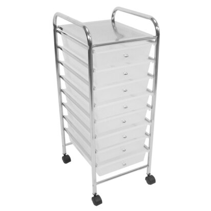 8 White Plastic Drawers Trolley