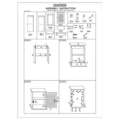 Shutter White Wood Wall Cabinet