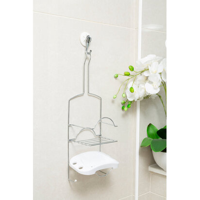 Dara 2 Tier White Soap Dish Shower Caddy